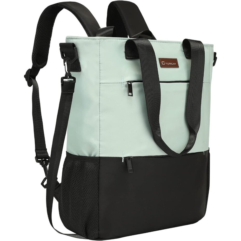 Women Green Tote Laptop Travel Backpack Work Nurse Teacher Backpack 15.6-Inch